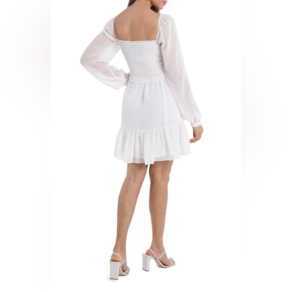 1. State Smock Bodice Ruffle Hem Long Sleeve Minidress - Picture 2 of 11